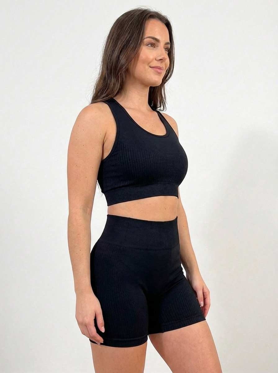 Conjunto Shorts Empina Bumbum e Top Sem Costura - Zero Transparência